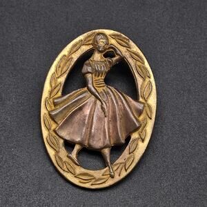Singer Teenage Dress Making Award Pin Gold Tone Bronze Copper Tone